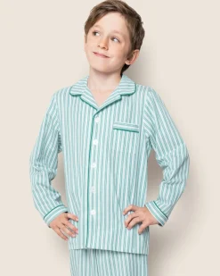 Kids Petite Plume Kid's Twill Pajama Set in Antique Red Ticking