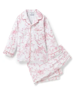 Kids Petite Plume Kid's Twill Pajama Set in Pink Timeless Toile