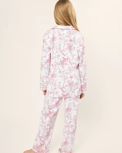Kids Petite Plume Kid's Twill Pajama Set in Pink Timeless Toile