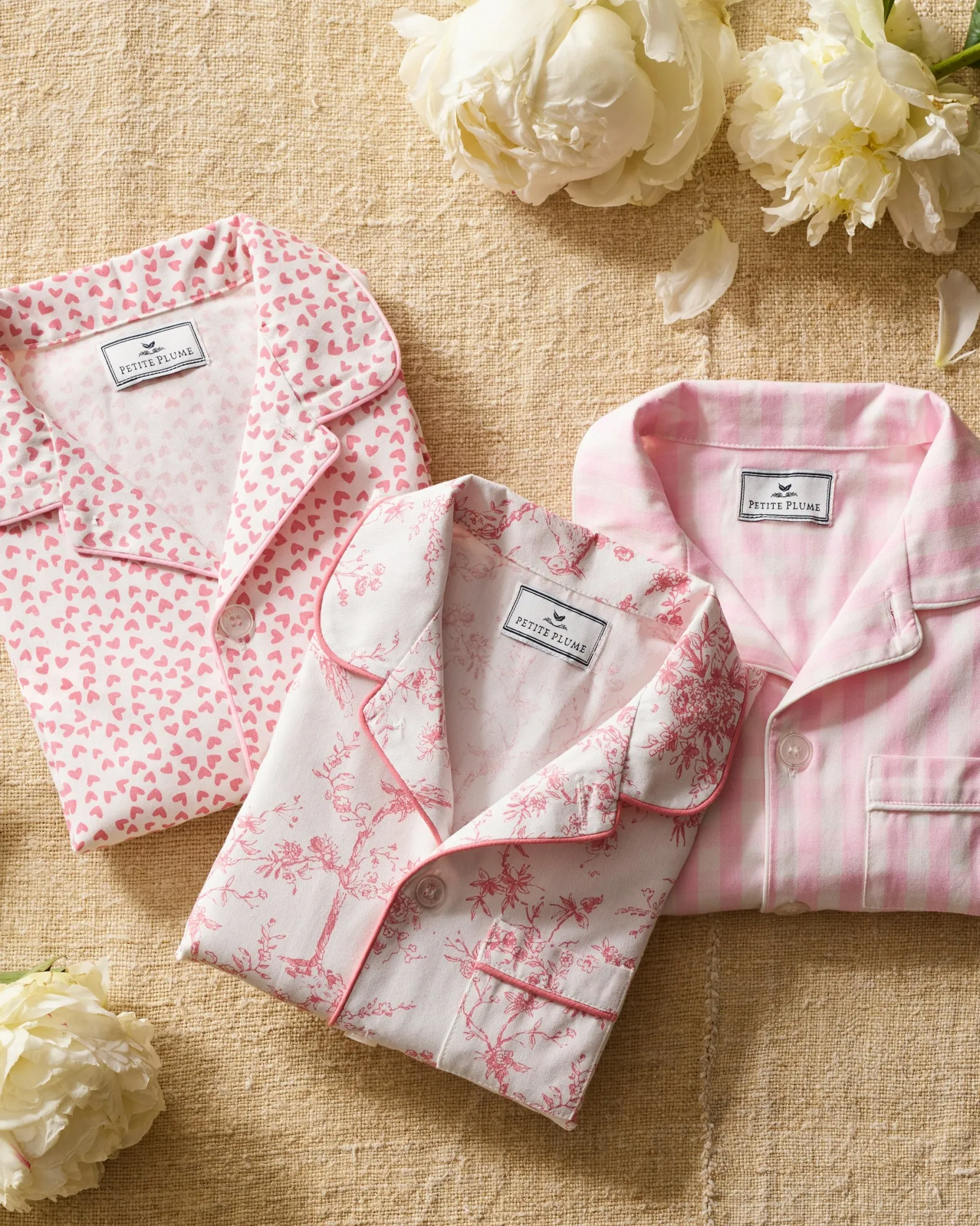 Kids Petite Plume Kid's Twill Pajama Set in Pink Timeless Toile