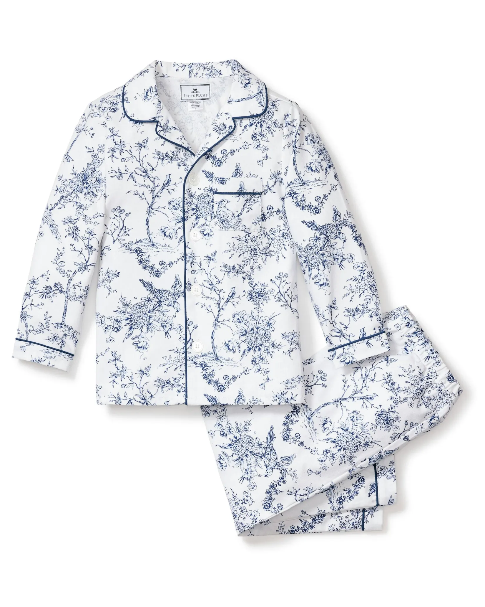 Kids Petite Plume Kid's Twill Pajama Set in Pink Timeless Toile
