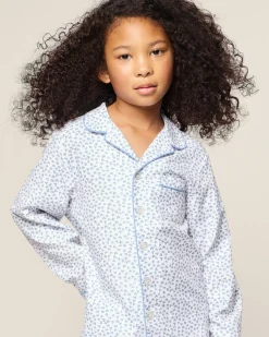 Kids Petite Plume Kid's Twill Pajama Set in Bluehearts