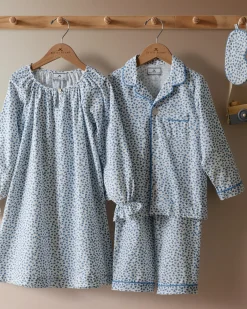 Kids Petite Plume Kid's Twill Pajama Set in Bluehearts