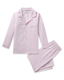 Kids Petite Plume Kid's Twill Pajama Set in Bluehearts