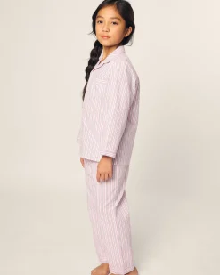 Kids Petite Plume Kid's Twill Pajama Set in Bluehearts