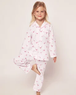 Kids Petite Plume Kid's Twill Pajama Set in Flamingos