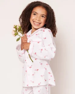 Kids Petite Plume Kid's Twill Pajama Set in Flamingos