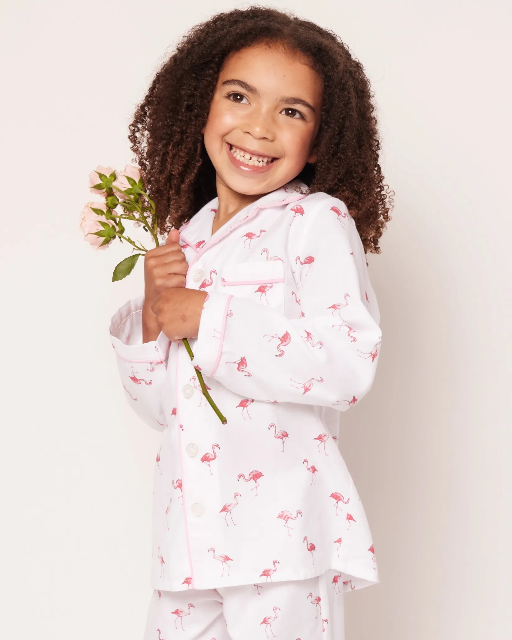 Kids Petite Plume Kid's Twill Pajama Set in Flamingos