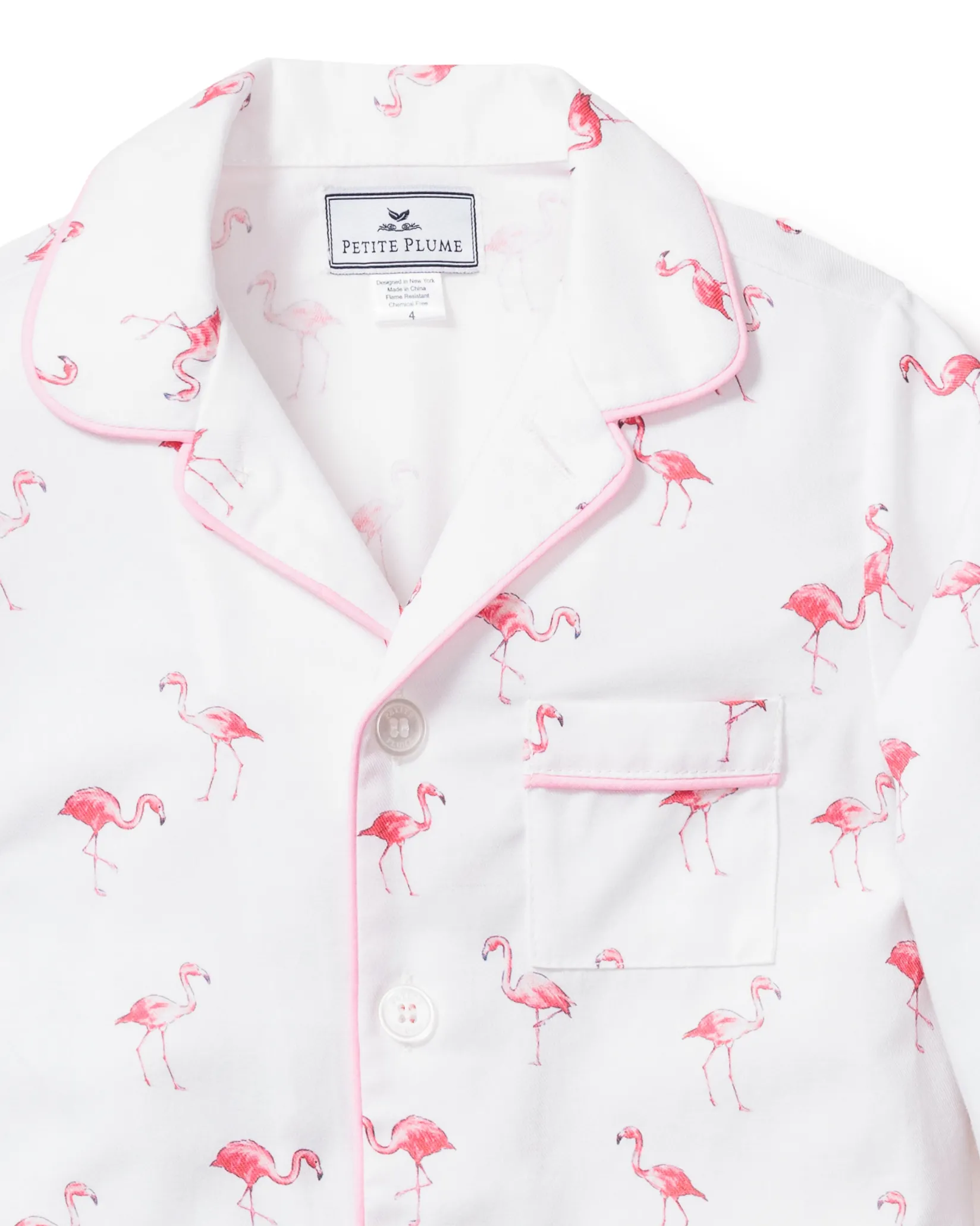 Kids Petite Plume Kid's Twill Pajama Set in Flamingos
