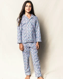 Kids Petite Plume Kid's Twill Pajama Set in Fleur D'Azur