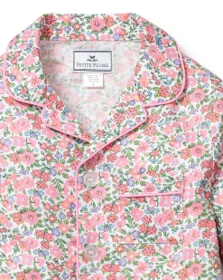 Kids Petite Plume Kid's Twill Pajama Set in Fleur D'Azur