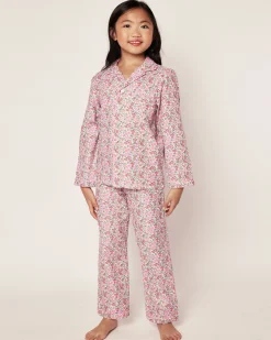 Kids Petite Plume Kid's Twill Pajama Set in Fleur D'Azur