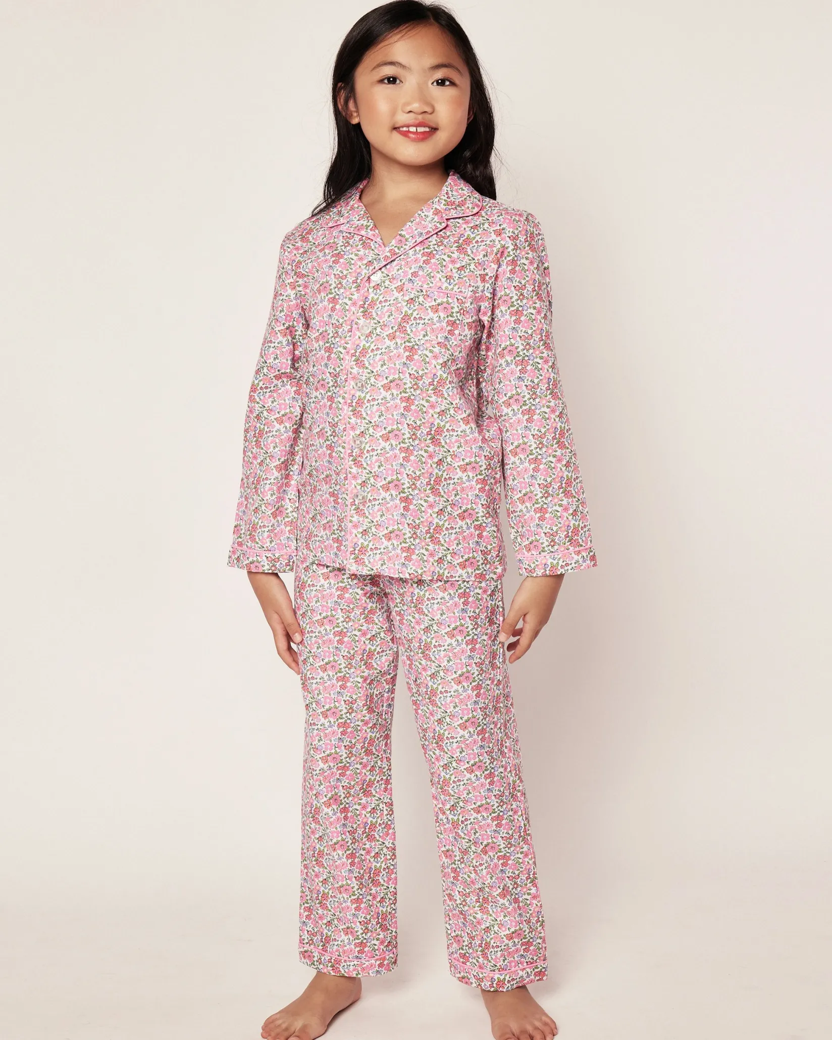 Kids Petite Plume Kid's Twill Pajama Set in Fleurs de Rose