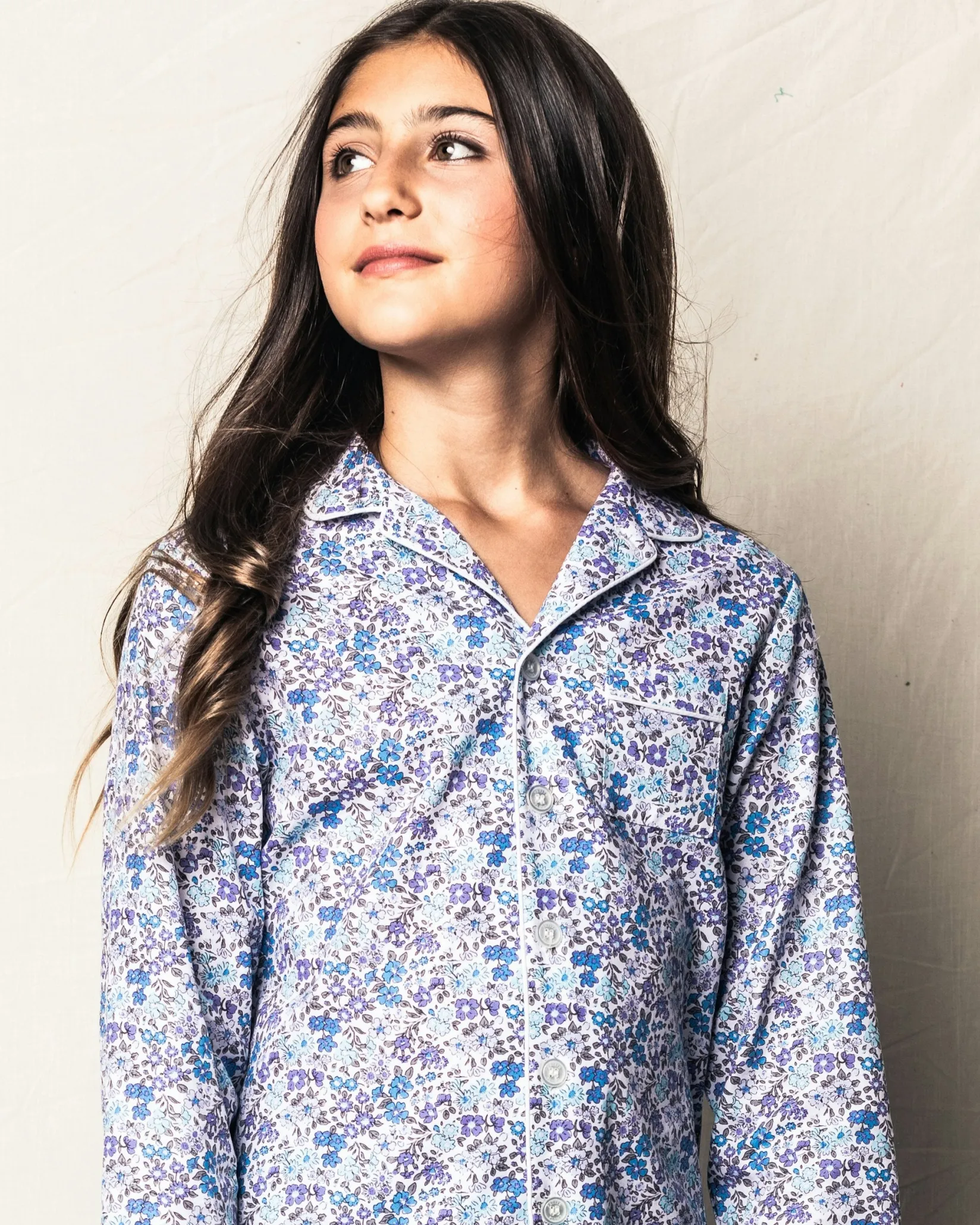 Kids Petite Plume Kid's Twill Pajama Set in Fleurs de Rose