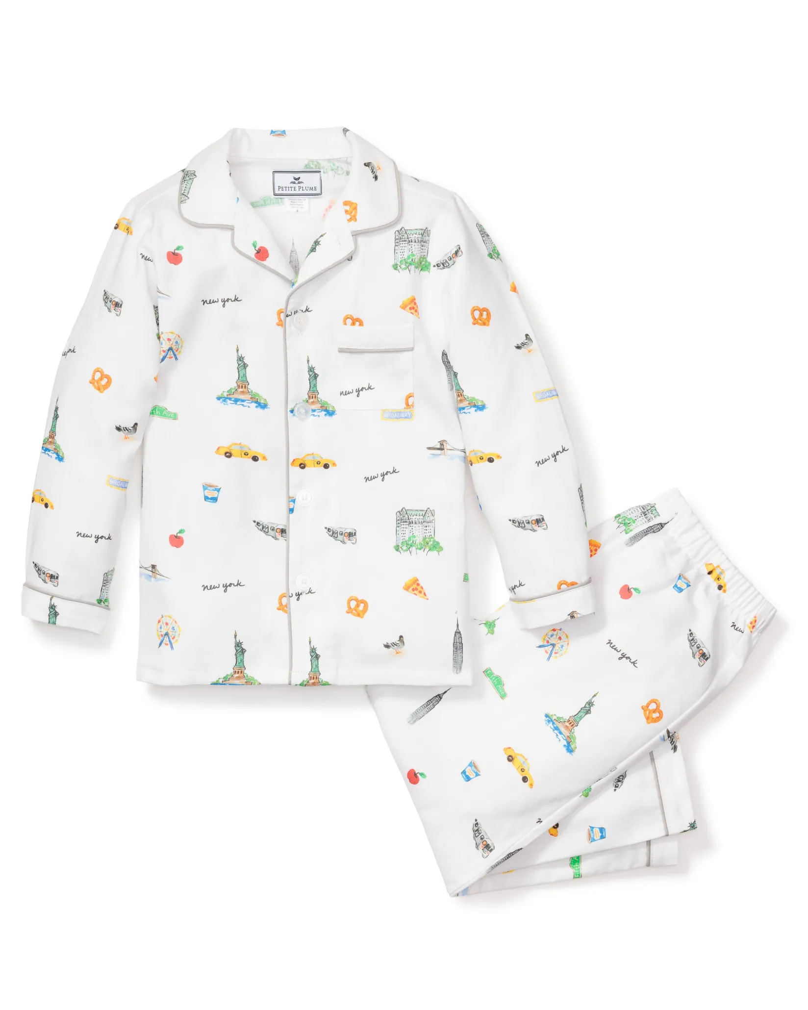 Kids Petite Plume Kid's Twill Pajama Set in New York! New York!