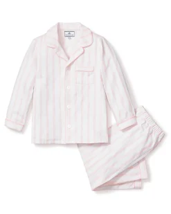Kids Petite Plume Kid's Twill Pajama Set in Periwinkle and White Stripe