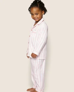 Kids Petite Plume Kid's Twill Pajama Set in Periwinkle and White Stripe
