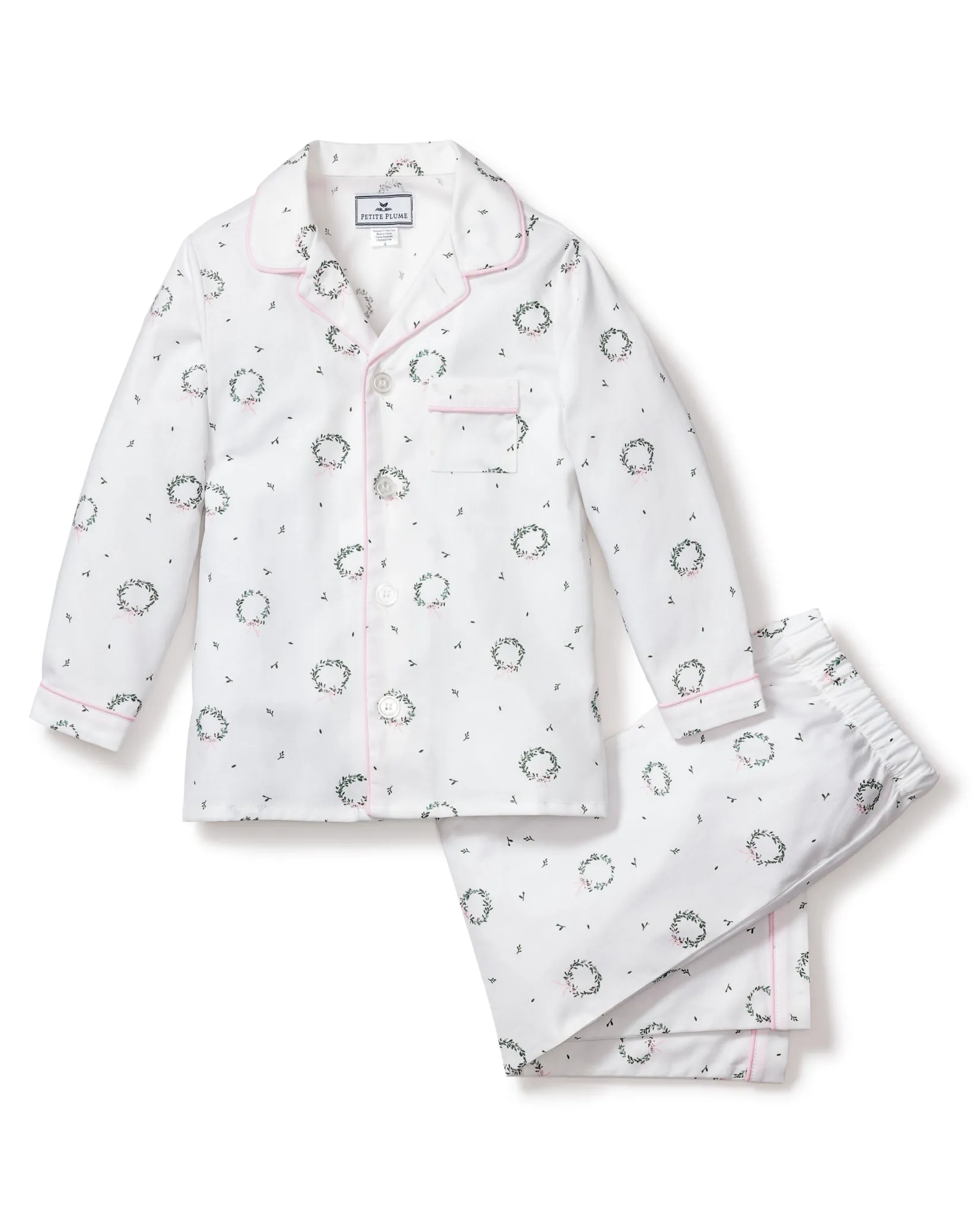 Kids Petite Plume Kid's Twill Pajama Set in Somerset Wreath