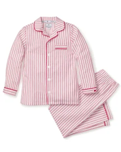 Kids Petite Plume Kid's Twill Pajama Set in Navy French Ticking