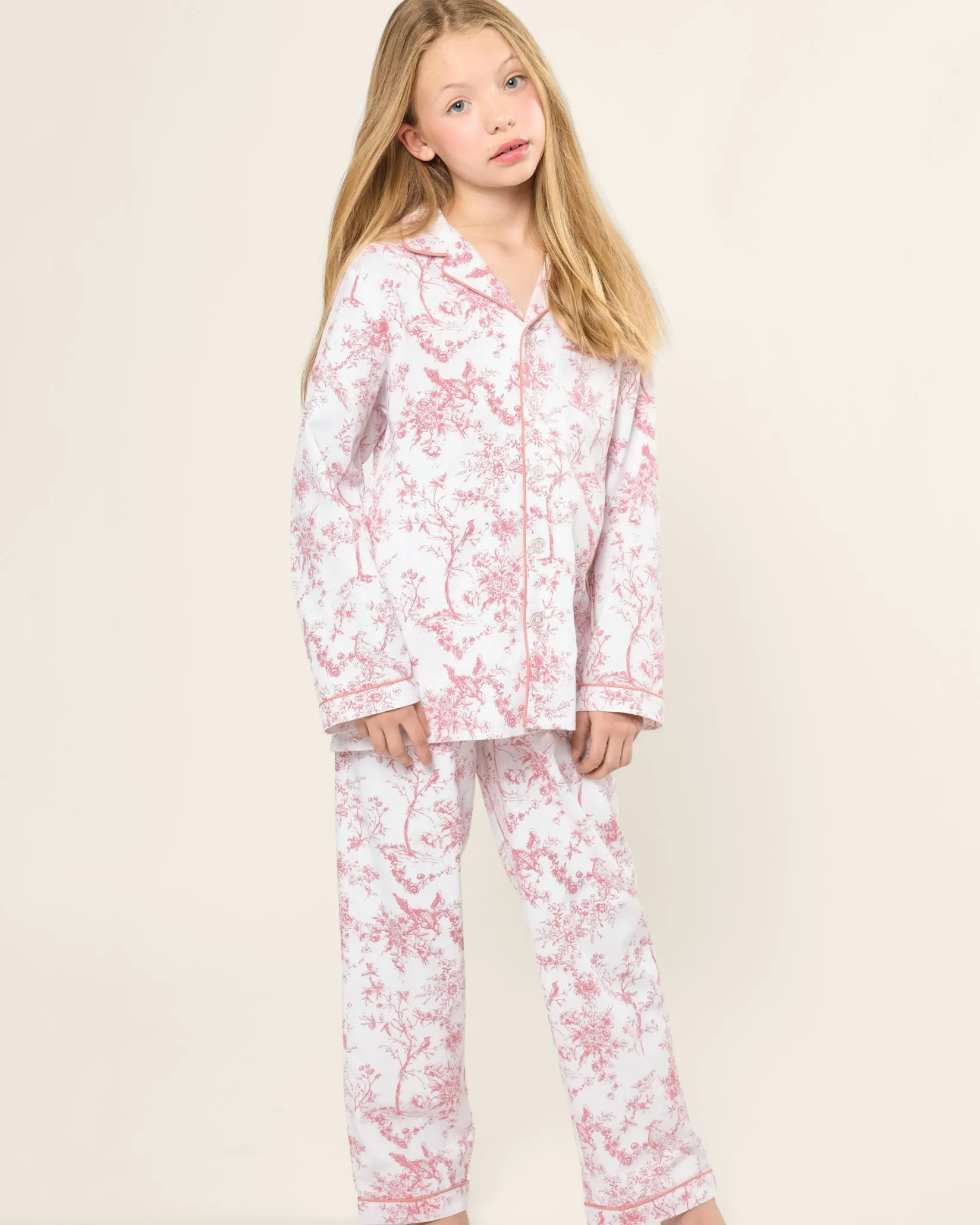 Kids Petite Plume Kid's Twill Pajama Set in Timeless Toile