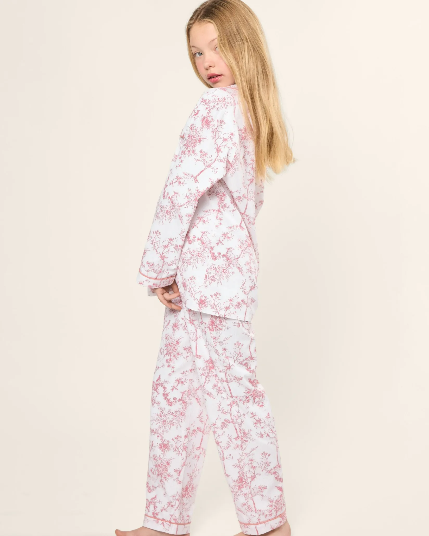 Kids Petite Plume Kid's Twill Pajama Set in Timeless Toile