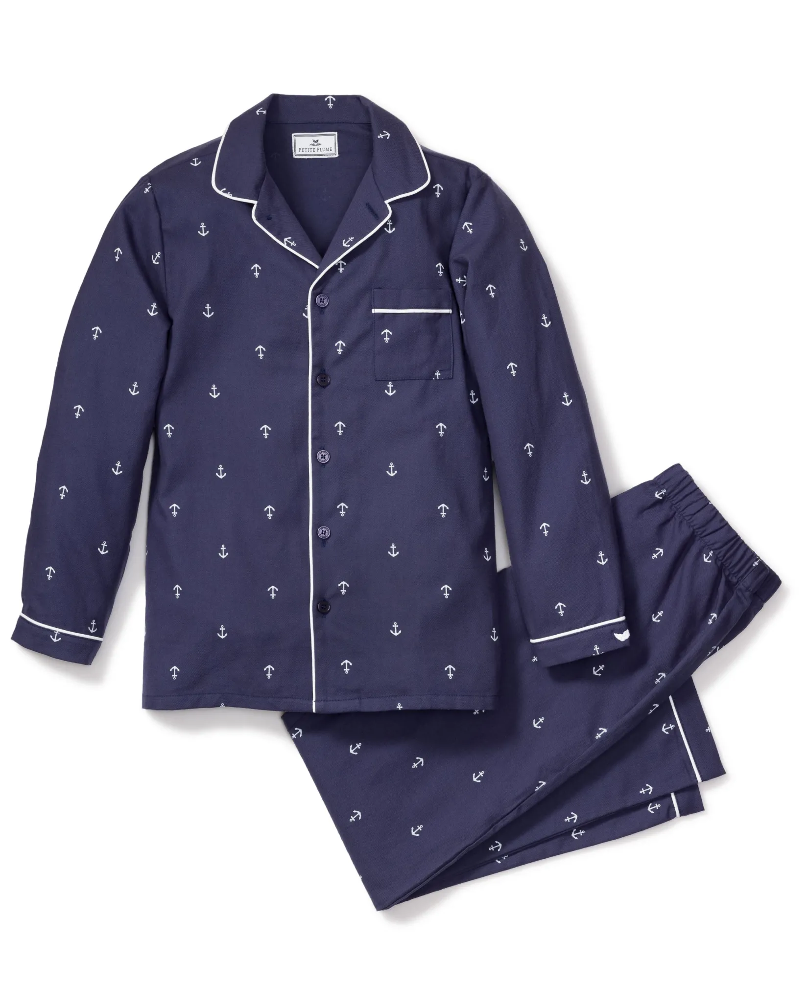 Kids Petite Plume Kid's Twill Pajama Set in Portsmouth Anchors