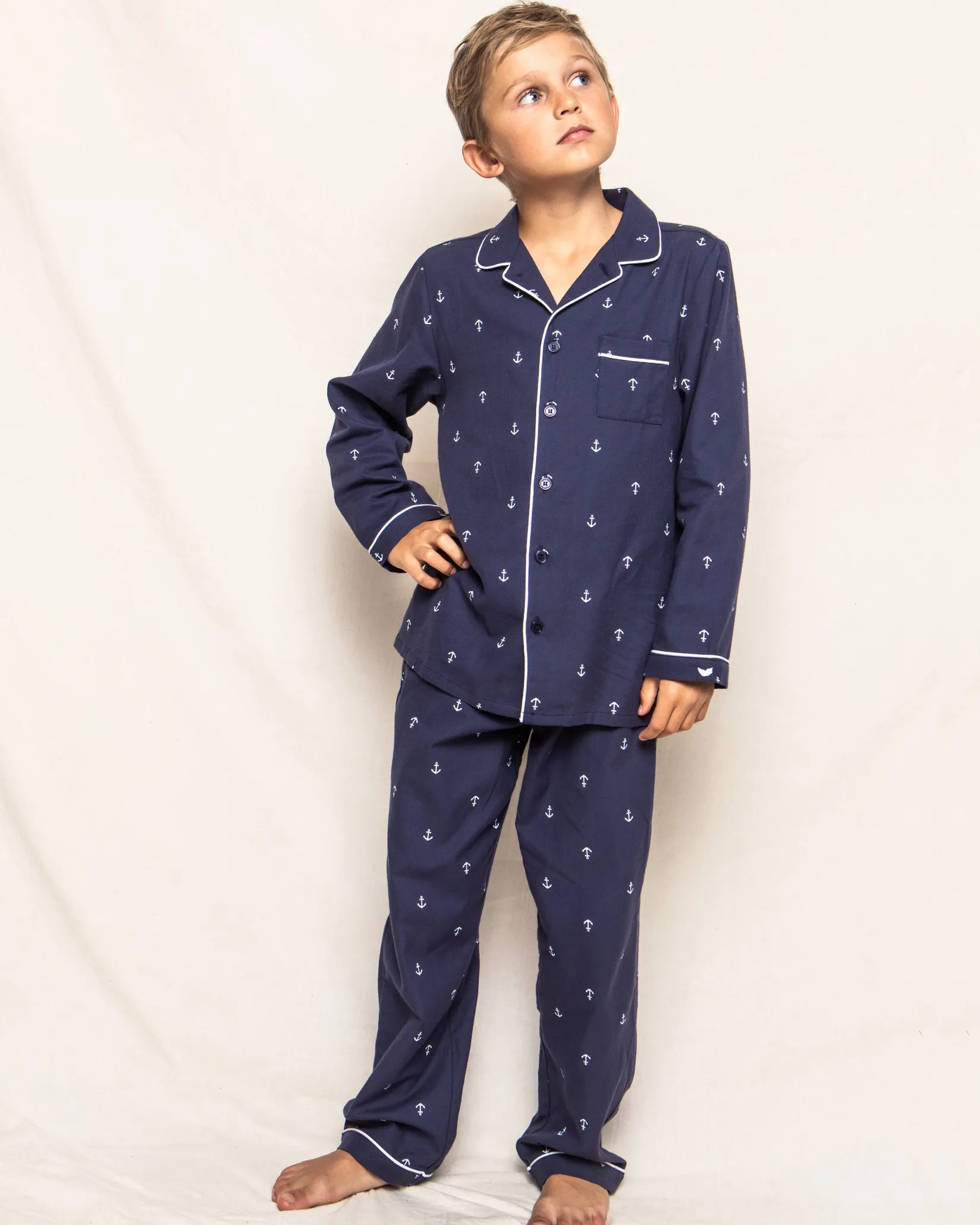 Kids Petite Plume Kid's Twill Pajama Set in Portsmouth Anchors