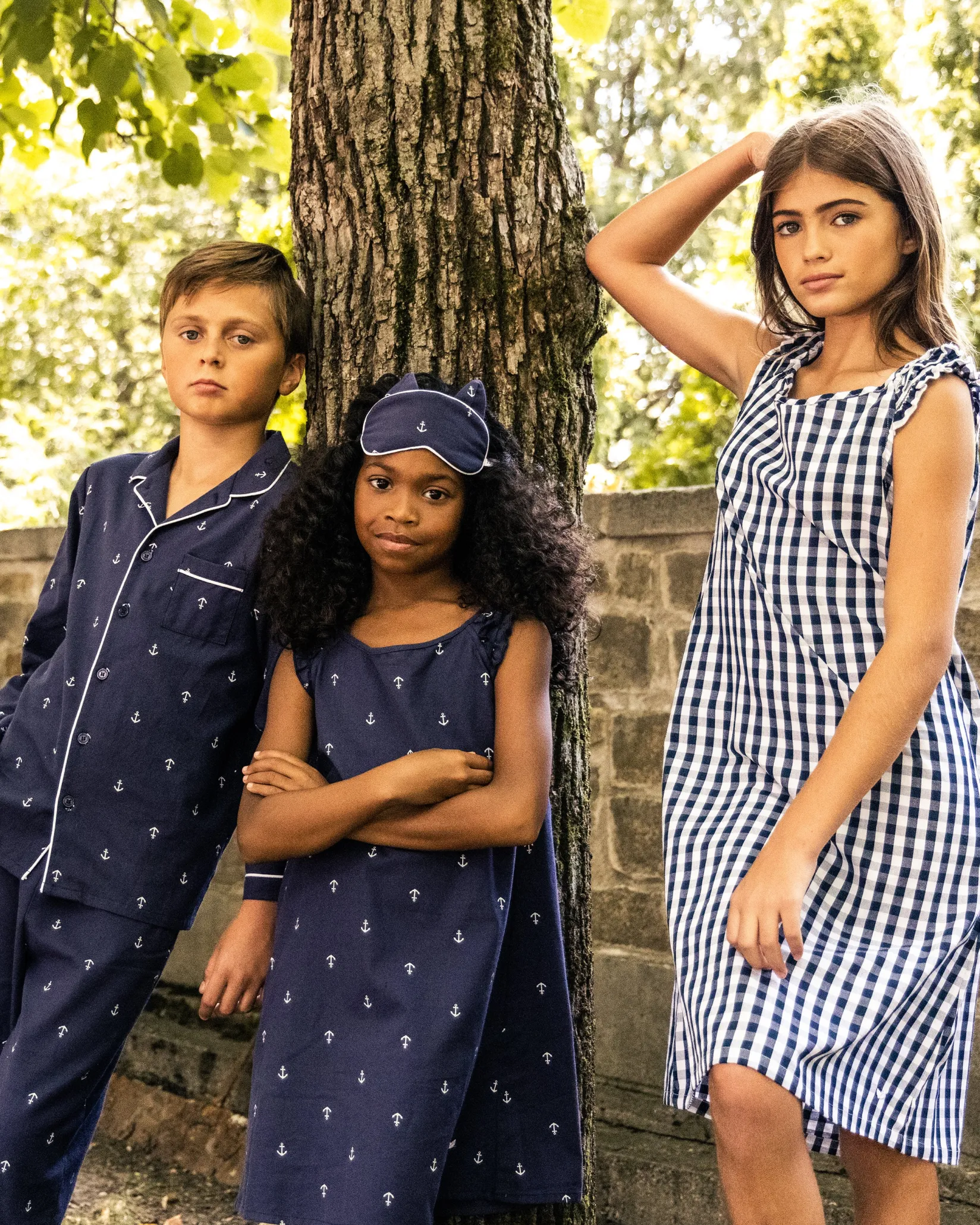 Kids Petite Plume Kid's Twill Pajama Set in Portsmouth Anchors