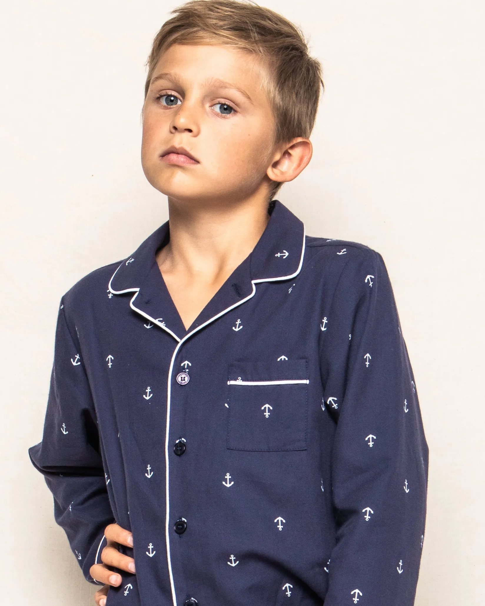 Kids Petite Plume Kid's Twill Pajama Set in Portsmouth Anchors