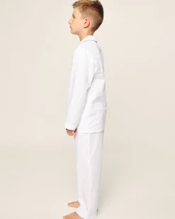 Kids Petite Plume Kid's Twill Pajama Set in White