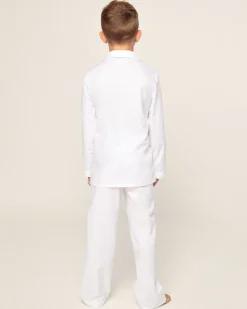 Kids Petite Plume Kid's Twill Pajama Set in White