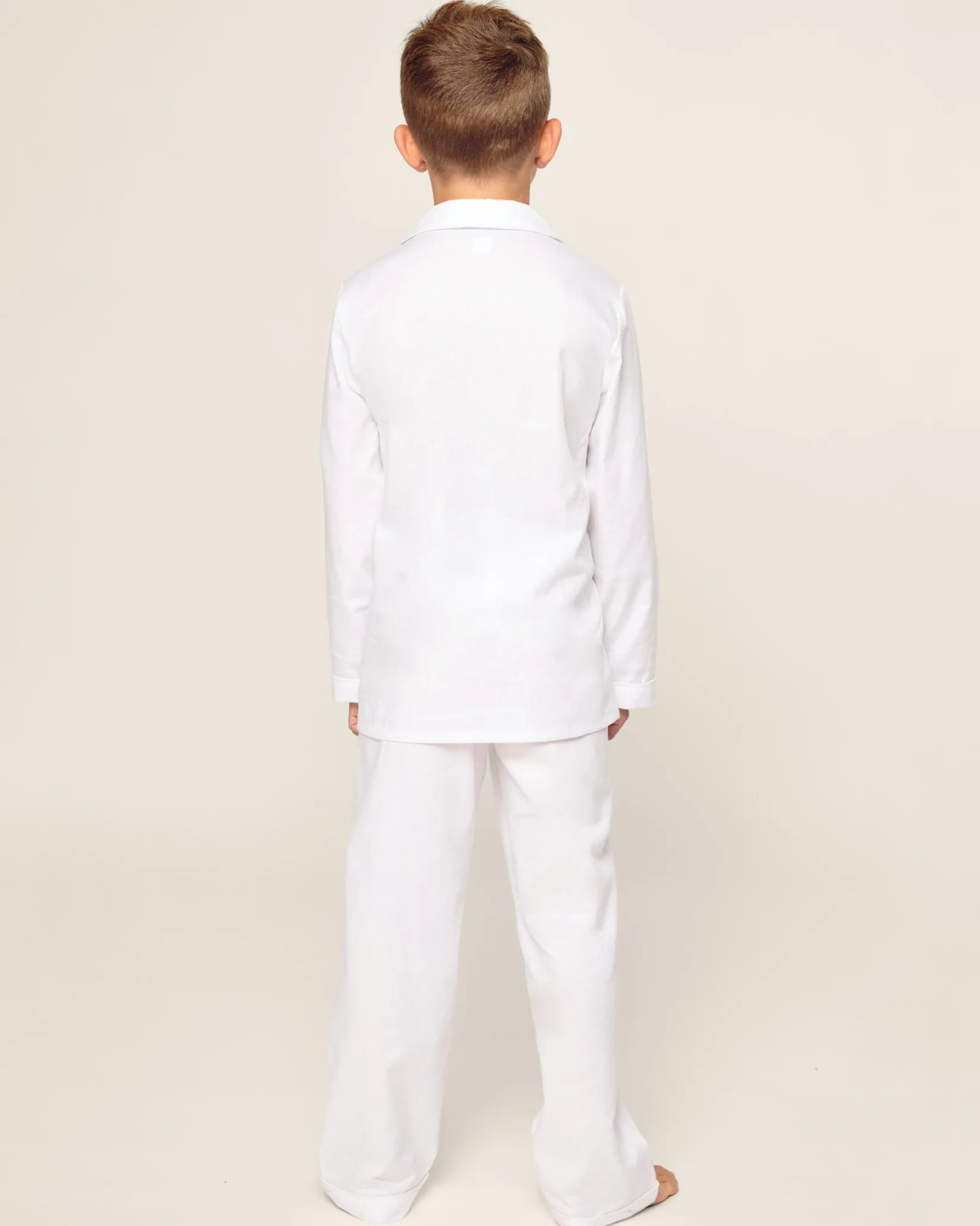Kids Petite Plume Kid's Twill Pajama Set in White