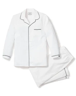 Kids Petite Plume Kid's Twill Pajama Set in White