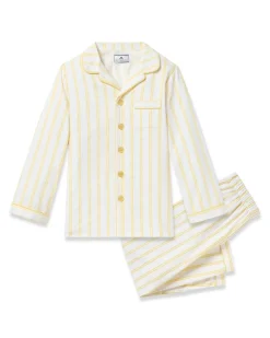 Kids Petite Plume Kid's Twill Pajama Set in Periwinkle and White Stripe