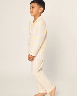 Kids Petite Plume Kid's Twill Pajama Set in Periwinkle and White Stripe