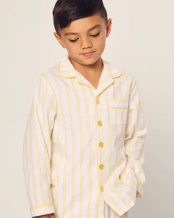 Kids Petite Plume Kid's Twill Pajama Set in Periwinkle and White Stripe
