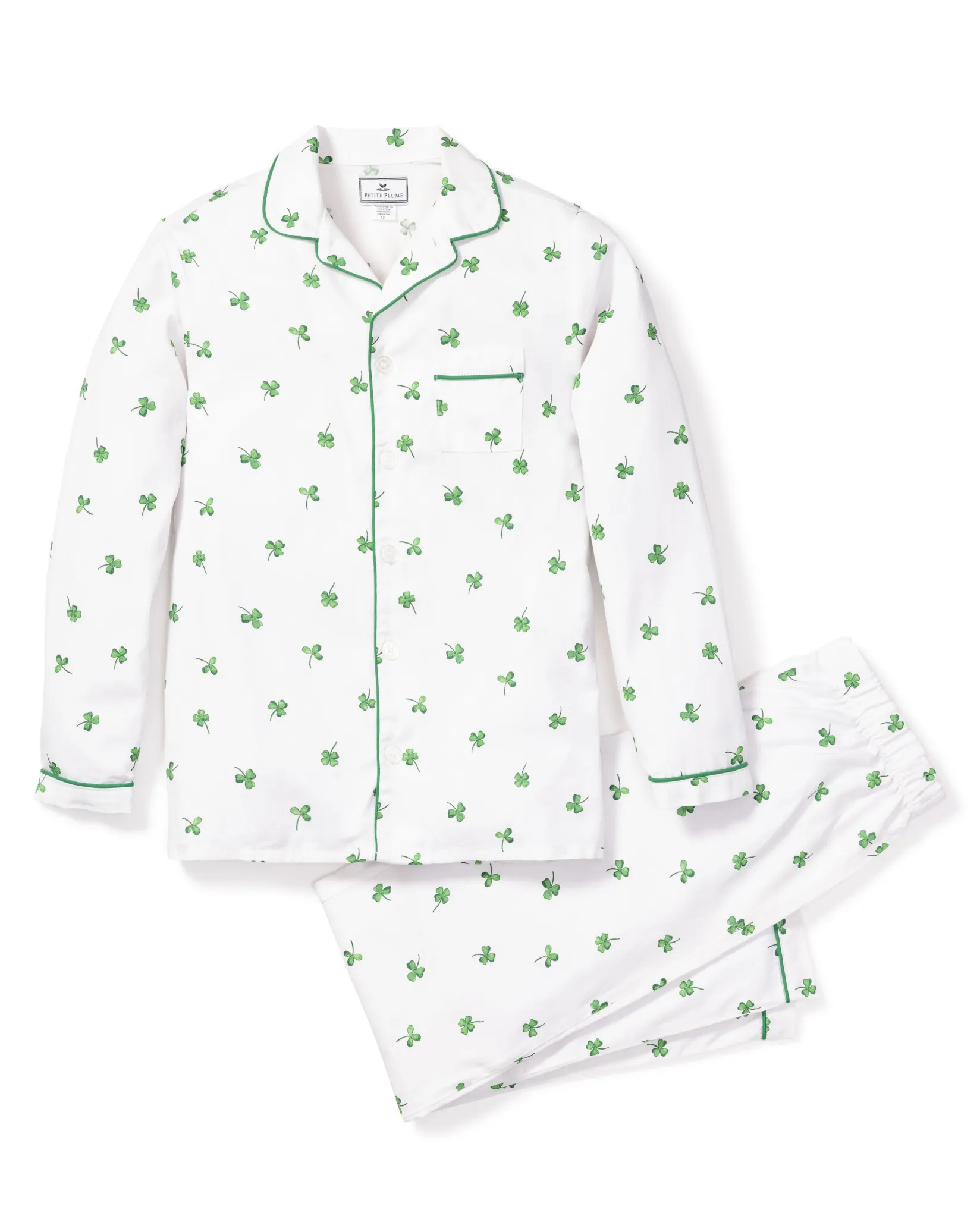 Kids Petite Plume Kid's Twill Pajama Set in Shamrocks