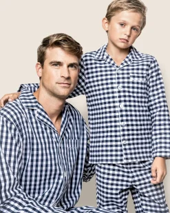 Kids Petite Plume Kid's Twill Pajama Set in Pink Gingham