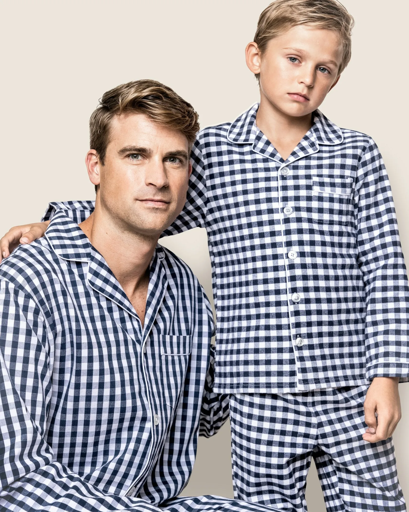 Kids Petite Plume Kid's Twill Pajama Set in Pink Gingham
