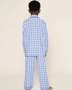 Kids Petite Plume Kid's Twill Pajama Set in Light Blue Gingham