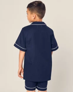 Kids Petite Plume Kid's Twill Pajama Short Set in White