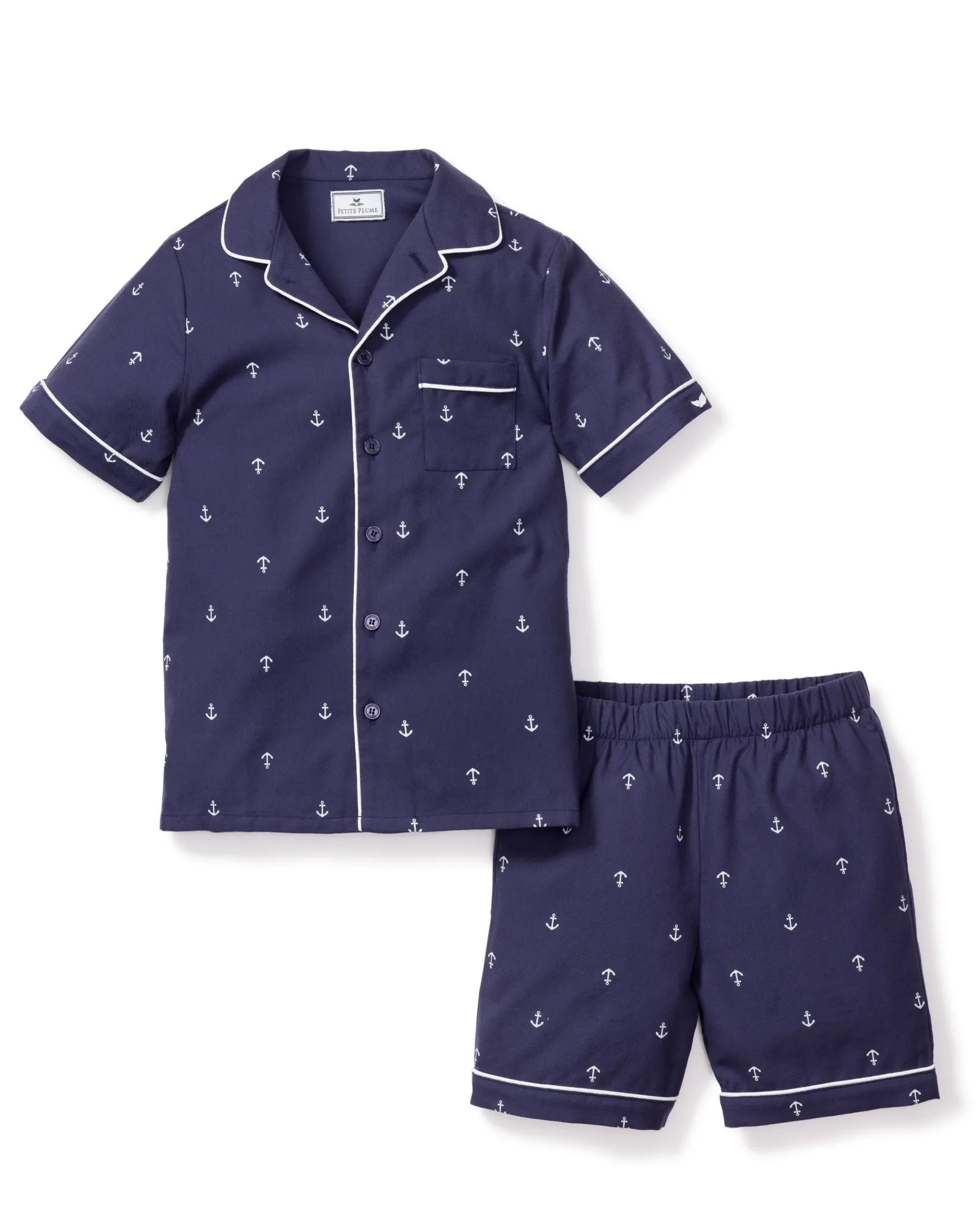 Kids Petite Plume Kid's Twill Pajama Short Set in