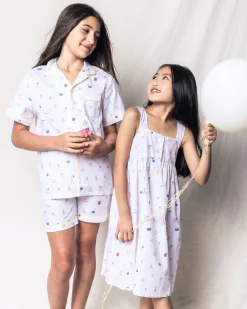 Kids Petite Plume Kid's Twill Pajama Short Set in Birthday Wishes