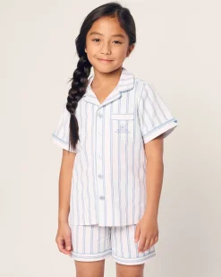 Kids Petite Plume Kid's Twill Periwinkle Stripe Short Set Hotel del Coronado x