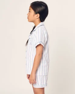 Kids Petite Plume Kid's Twill Periwinkle Stripe Short Set Hotel del Coronado x