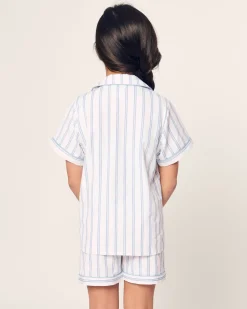 Kids Petite Plume Kid's Twill Periwinkle Stripe Short Set Hotel del Coronado x