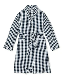 Kids Petite Plume Kid's Twill Robe in Navy Gingham