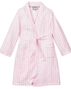 Kids Petite Plume Kid's Twill Robe in Pink Gingham