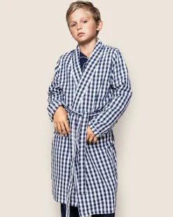 Kids Petite Plume Kid's Twill Robe in Pink Gingham