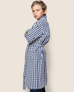 Kids Petite Plume Kid's Twill Robe in Pink Gingham
